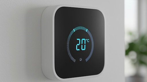 Termostato inteligente optimizando el consumo energético en casa.